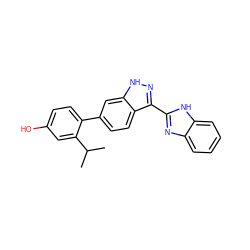 CC(C)c1cc(O)ccc1-c1ccc2c(-c3nc4ccccc4[nH]3)n[nH]c2c1 ZINC001772581924