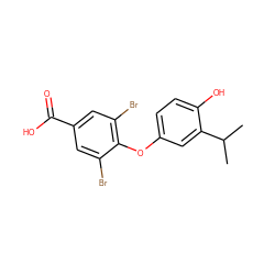 CC(C)c1cc(Oc2c(Br)cc(C(=O)O)cc2Br)ccc1O ZINC000013517886