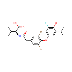 CC(C)c1cc(Oc2c(Br)cc(CC(=O)N[C@H](C(=O)O)C(C)C)cc2Br)cc(F)c1O ZINC000014969116