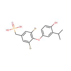 CC(C)c1cc(Oc2c(Br)cc(CP(=O)(O)O)cc2Br)ccc1O ZINC000042888227