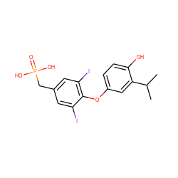 CC(C)c1cc(Oc2c(I)cc(CP(=O)(O)O)cc2I)ccc1O ZINC000042850939