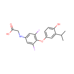 CC(C)c1cc(Oc2c(I)cc(NCC(=O)O)cc2I)ccc1O ZINC000027764927