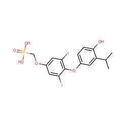 CC(C)c1cc(Oc2c(I)cc(OCP(=O)(O)O)cc2I)ccc1O ZINC000044361285