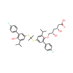 CC(C)c1cc(SC(C)(C)Sc2cc(-c3ccc(F)cc3)c(OC[C@@H](O)C[C@@H](O)CC(=O)O)c(C(C)C)c2)cc(-c2ccc(F)cc2)c1O ZINC000026745578
