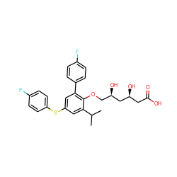 CC(C)c1cc(Sc2ccc(F)cc2)cc(-c2ccc(F)cc2)c1OC[C@@H](O)C[C@@H](O)CC(=O)O ZINC000001544803