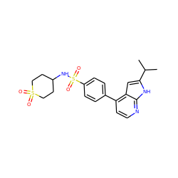 CC(C)c1cc2c(-c3ccc(S(=O)(=O)NC4CCS(=O)(=O)CC4)cc3)ccnc2[nH]1 ZINC000095556783