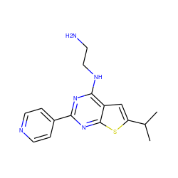 CC(C)c1cc2c(NCCN)nc(-c3ccncc3)nc2s1 ZINC000205888259