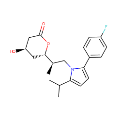 CC(C)c1ccc(-c2ccc(F)cc2)n1C[C@@H](C)[C@@H]1C[C@@H](O)CC(=O)O1 ZINC000026835127