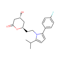 CC(C)c1ccc(-c2ccc(F)cc2)n1CC[C@@H]1C[C@@H](O)CC(=O)O1 ZINC000013861016