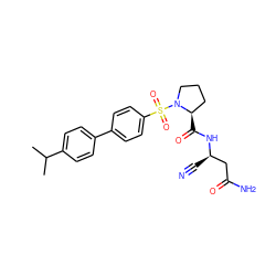 CC(C)c1ccc(-c2ccc(S(=O)(=O)N3CCC[C@H]3C(=O)N[C@H](C#N)CC(N)=O)cc2)cc1 ZINC000653811083