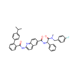 CC(C)c1ccc(-c2ccccc2C(=O)Nc2ccc3cc(C(=O)N[C@H](C(=O)N(C)Cc4ccc(F)cc4)c4ccccc4)ccc3n2)cc1 ZINC000095559251