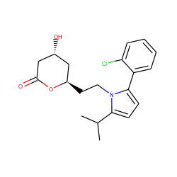 CC(C)c1ccc(-c2ccccc2Cl)n1CC[C@@H]1C[C@@H](O)CC(=O)O1 ZINC000026839399