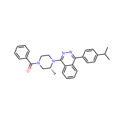 CC(C)c1ccc(-c2nnc(N3CCN(C(=O)c4ccccc4)C[C@H]3C)c3ccccc23)cc1 ZINC000049045235