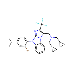 CC(C)c1ccc(-n2c3ccccc3n3c(CN(CC4CC4)CC4CC4)c(C(F)(F)F)nc23)c(Br)c1 ZINC000028468736