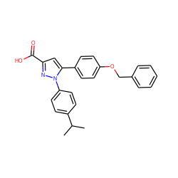 CC(C)c1ccc(-n2nc(C(=O)O)cc2-c2ccc(OCc3ccccc3)cc2)cc1 ZINC000653849910