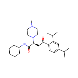 CC(C)c1ccc(C(=O)C[C@@H](C(=O)NC2CCCCC2)N2CCN(C)CC2)c(C(C)C)c1 ZINC000169333840