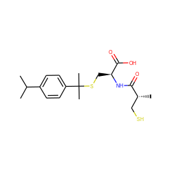 CC(C)c1ccc(C(C)(C)SC[C@H](NC(=O)[C@H](C)CS)C(=O)O)cc1 ZINC000001903253