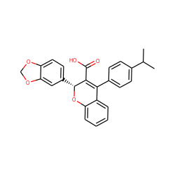 CC(C)c1ccc(C2=C(C(=O)O)[C@@H](c3ccc4c(c3)OCO4)Oc3ccccc32)cc1 ZINC000013473355