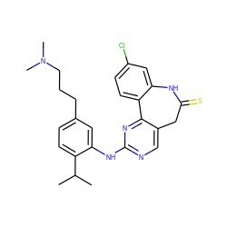 CC(C)c1ccc(CCCN(C)C)cc1Nc1ncc2c(n1)-c1ccc(Cl)cc1NC(=S)C2 ZINC000084538256