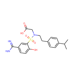 CC(C)c1ccc(CCN(CC(=O)O)S(=O)(=O)c2cc(C(=N)N)ccc2O)cc1 ZINC000040380071