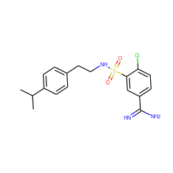 CC(C)c1ccc(CCNS(=O)(=O)c2cc(C(=N)N)ccc2Cl)cc1 ZINC000040848170