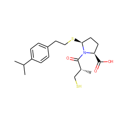 CC(C)c1ccc(CCS[C@H]2CC[C@@H](C(=O)O)N2C(=O)[C@H](C)CS)cc1 ZINC000040974007