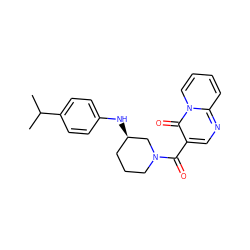 CC(C)c1ccc(N[C@@H]2CCCN(C(=O)c3cnc4ccccn4c3=O)C2)cc1 ZINC000011821717