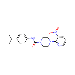 CC(C)c1ccc(NC(=O)N2CCN(c3ncccc3[N+](=O)[O-])CC2)cc1 ZINC000013553803