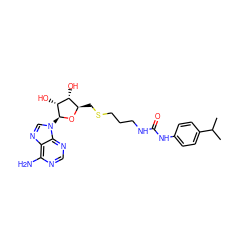 CC(C)c1ccc(NC(=O)NCCCSC[C@H]2O[C@@H](n3cnc4c(N)ncnc43)[C@H](O)[C@@H]2O)cc1 ZINC000095556941