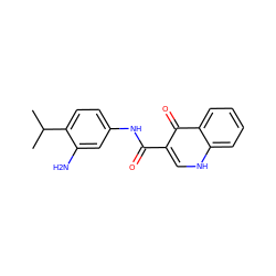 CC(C)c1ccc(NC(=O)c2c[nH]c3ccccc3c2=O)cc1N ZINC000059082860