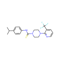 CC(C)c1ccc(NC(=S)N2CCN(c3ncccc3C(F)(F)F)CC2)cc1 ZINC000013553800