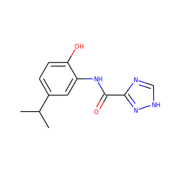 CC(C)c1ccc(O)c(NC(=O)c2nc[nH]n2)c1 ZINC000004035273