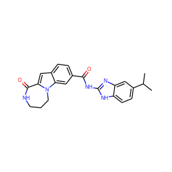 CC(C)c1ccc2[nH]c(NC(=O)c3ccc4cc5n(c4c3)CCCNC5=O)nc2c1 ZINC000147713094