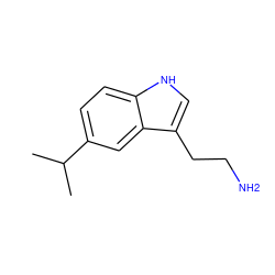 CC(C)c1ccc2[nH]cc(CCN)c2c1 ZINC000013782884