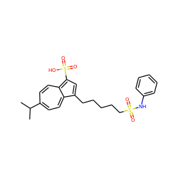 CC(C)c1ccc2c(CCCCCS(=O)(=O)Nc3ccccc3)cc(S(=O)(=O)O)c-2cc1 ZINC000029411142