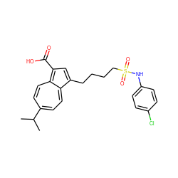 CC(C)c1ccc2c(CCCCS(=O)(=O)Nc3ccc(Cl)cc3)cc(C(=O)O)c-2cc1 ZINC000029411559