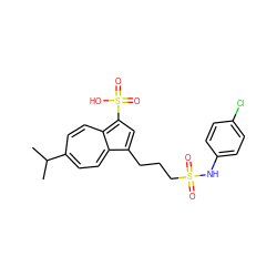 CC(C)c1ccc2c(CCCS(=O)(=O)Nc3ccc(Cl)cc3)cc(S(=O)(=O)O)c-2cc1 ZINC000029410475