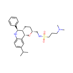 CC(C)c1ccc2c(c1)[C@H]1O[C@@H](CNS(=O)(=O)CCCN(C)C)CC[C@H]1[C@H](c1ccccc1)N2 ZINC000049035578