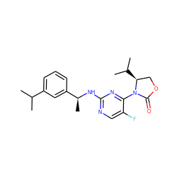 CC(C)c1cccc([C@H](C)Nc2ncc(F)c(N3C(=O)OC[C@@H]3C(C)C)n2)c1 ZINC000221304754