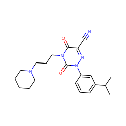 CC(C)c1cccc(-n2nc(C#N)c(=O)n(CCCN3CCCCC3)c2=O)c1 ZINC000049110671