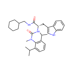 CC(C)c1cccc(C(C)C)c1N(C)C(=O)N[C@@H](Cc1c[nH]c2ccccc12)C(=O)NCC1CCCCC1 ZINC000026579349