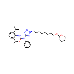 CC(C)c1cccc(C(C)C)c1NC(=O)N(c1ccccc1)c1nnn(CCCCCCCCO[C@@H]2CCCCO2)n1 ZINC000029411321