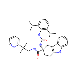 CC(C)c1cccc(C(C)C)c1NC(=O)N[C@@]1(C(=O)NCC(C)(C)c2ccccn2)CCc2[nH]c3ccccc3c2C1 ZINC000026493842