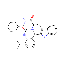 CC(C)c1cccc(C(C)C)c1NC(=O)N[C@@H](Cc1c[nH]c2ccccc12)C(=O)N(C)CC1CCCCC1 ZINC000026578003