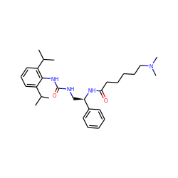 CC(C)c1cccc(C(C)C)c1NC(=O)NC[C@@H](NC(=O)CCCCCN(C)C)c1ccccc1 ZINC000013737165