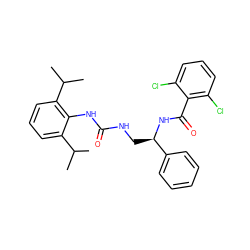 CC(C)c1cccc(C(C)C)c1NC(=O)NC[C@@H](NC(=O)c1c(Cl)cccc1Cl)c1ccccc1 ZINC000013737190