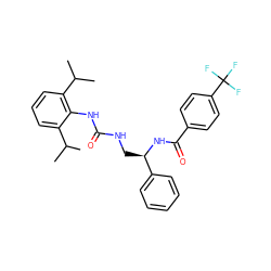 CC(C)c1cccc(C(C)C)c1NC(=O)NC[C@@H](NC(=O)c1ccc(C(F)(F)F)cc1)c1ccccc1 ZINC000013737186