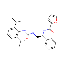 CC(C)c1cccc(C(C)C)c1NC(=O)NC[C@@H](NC(=O)c1ccco1)c1ccccc1 ZINC000013737212