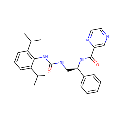 CC(C)c1cccc(C(C)C)c1NC(=O)NC[C@@H](NC(=O)c1cnccn1)c1ccccc1 ZINC000013737232