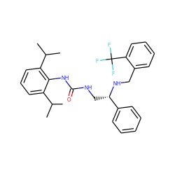 CC(C)c1cccc(C(C)C)c1NC(=O)NC[C@H](NCc1ccccc1C(F)(F)F)c1ccccc1 ZINC000013737277